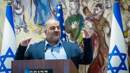 Ra'am Party leader Mansour Abbas attends the Conference of Presidents of Major American Jewish Organizations in Jerusalem, on Feb. 22, 2022. Photo by Yonatan Sindel/Flash90.