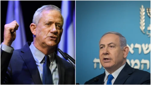 Blue and White Party leader Benny Gantz (left) and Israeli Prime Minister Benjamin Netanyahu. Credit: Gili Yaari and Noam Revkin Fenton/Flash90.