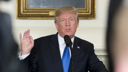 U.S. President Donald Trump delivers remarks announcing the result of the administration’s strategic review of the policy towards Iran on Oct. 13, 2017 in the Diplomatic Reception Room at the White House. Credit: White House/D. Myles Cullen