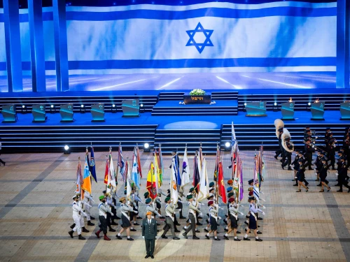 The rehearsal of the 77th Independence Day ceremony, held at Mount Herzl in Jerusalem, April 28, 2025. Photo by Yonatan Sindel/Flash90.