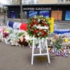 The wreath left outside the Hyper Cacher kosher supermarket in Paris by U.S. Secretary of State John Kerry and French Foreign Minister Laurent Fabius on Jan. 16, to pay homage to the Jewish victims of the Jan. 9 terrorist attack at that site. Credit: U.S. Department of State.