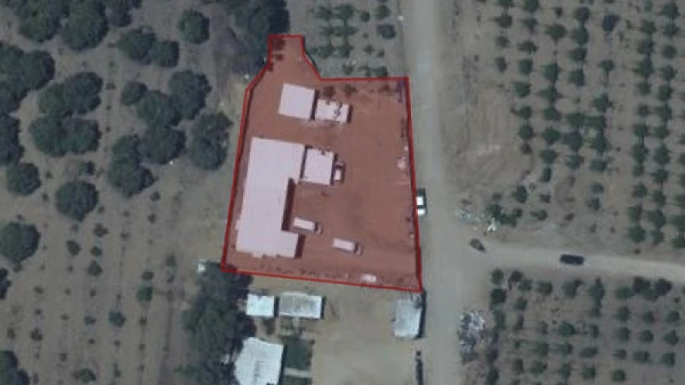 The buildings highlighted in red are part of what the Israeli military says was a Hamas weapons-manufacturing facility in the Gaza Strip targeted by an Israeli airstrike on July 3, 2021. Source: IDF.