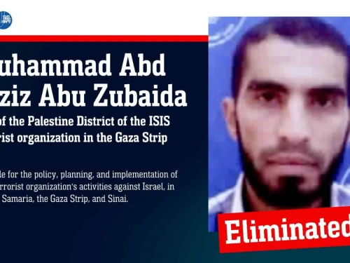 The Israel Defense Forces killed Muhammad Abd al-Aziz Abu Zubaida, the head of ISIS’s "Palestine District" in the Gaza Strip, August 2025. Credit: IDF.