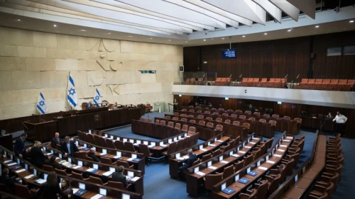 The Knesset plenum hall in Jerusalem, on Feb. 10, 2020. Photo by Yonatan Sindel/Flash90.