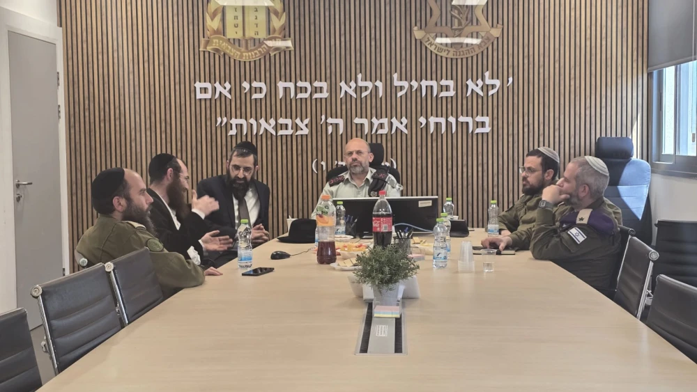 Representatives of the International Halacha Institute and the IDF Military Rabbinate meet at Camp Shura on May 13, 2026, Credit: Courtesy of the International Halacha Institute.