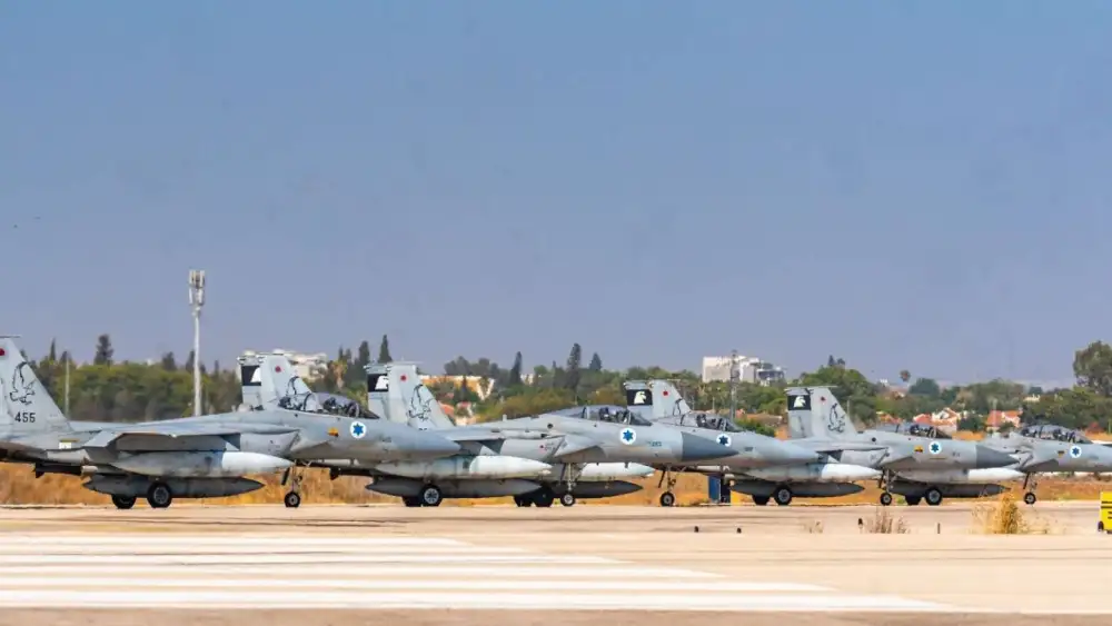 Israeli Air Force fighter jets prepare to depart for operations in Iran, as part of the effort to destroy the regime's nuclear weapons program and missile manufacturing industry, June 17, 2025. Credit: IDF.