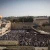 Jewish worshippers pray at the Western Wall in Jerusalem during the Cohen benediction priestly blessing during the holiday of Sukkot, Oct. 8, 2017. Photo by Yonatan Sindel/Flash90.