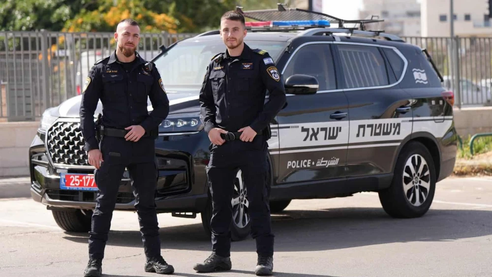 Israel Police patrol officers, April 23, 2024. Credit: Israel Police via Wikimedia Commons.