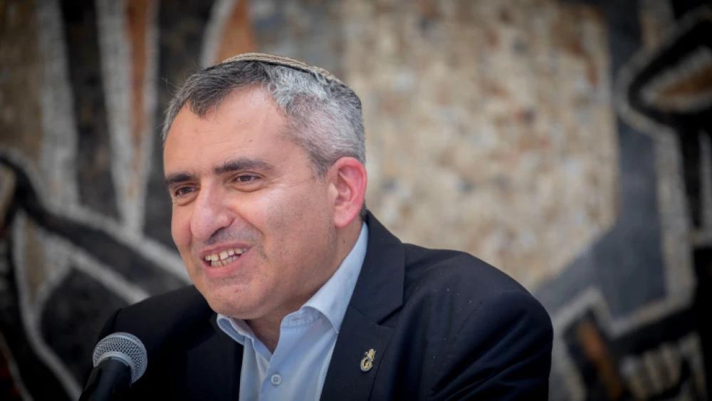 Outgoing Environmental Protection Minister Ze'ev Elkin speaks at a ceremony in Jerusalem on May 18, 2020. Photo by Yonatan Sindel/Flash90.