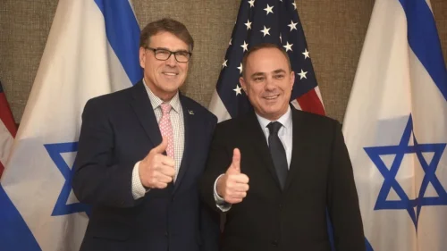 U.S. Secretary of Energy Rick Perry and Israeli Energy Minister Yuval Steinitz at the 2019 CERAWeek in Houston on March 11, 2019. Credit: Rick Perry/Twitter.