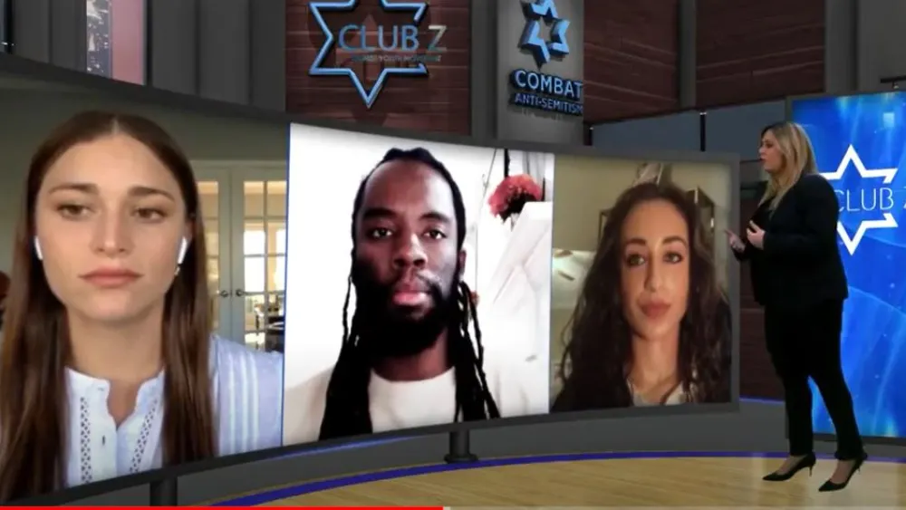 The activist panel at the online Club Z national summit held online in partnership with the Combat Anti-Semitism movement. From left are: Adela Cojab, Joshua Washington and Julia Jassey, January 2021. Credit: Courtesy.