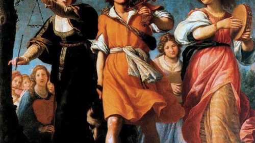 'Triumph of David" by Matteo Rosselli, c1621, captures the king’s entry into Jerusalem after defeating the Philistines’ champion Goliath. Credit: Galleria Palatina, Florence via Wikipedia Commons.