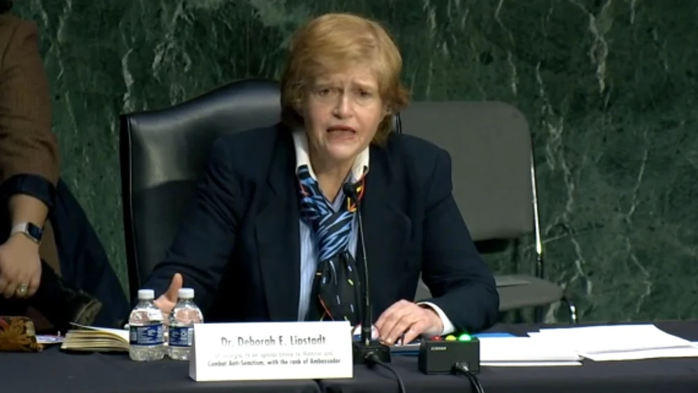 Deborah Lipstadt at her nomination hearing before U.S. Senate Foreign Relations Committee on Feb. 8, 2022. Source: Screenshot.