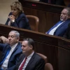 Israel Beitenu leader Avigdor Liberman (top center) and Israeli Prime Minister Benjamin Netanyahu (bottom left), seen at the Israeli Knesset on November 19, 2018. Photo by Hadas Parush/Flash90.