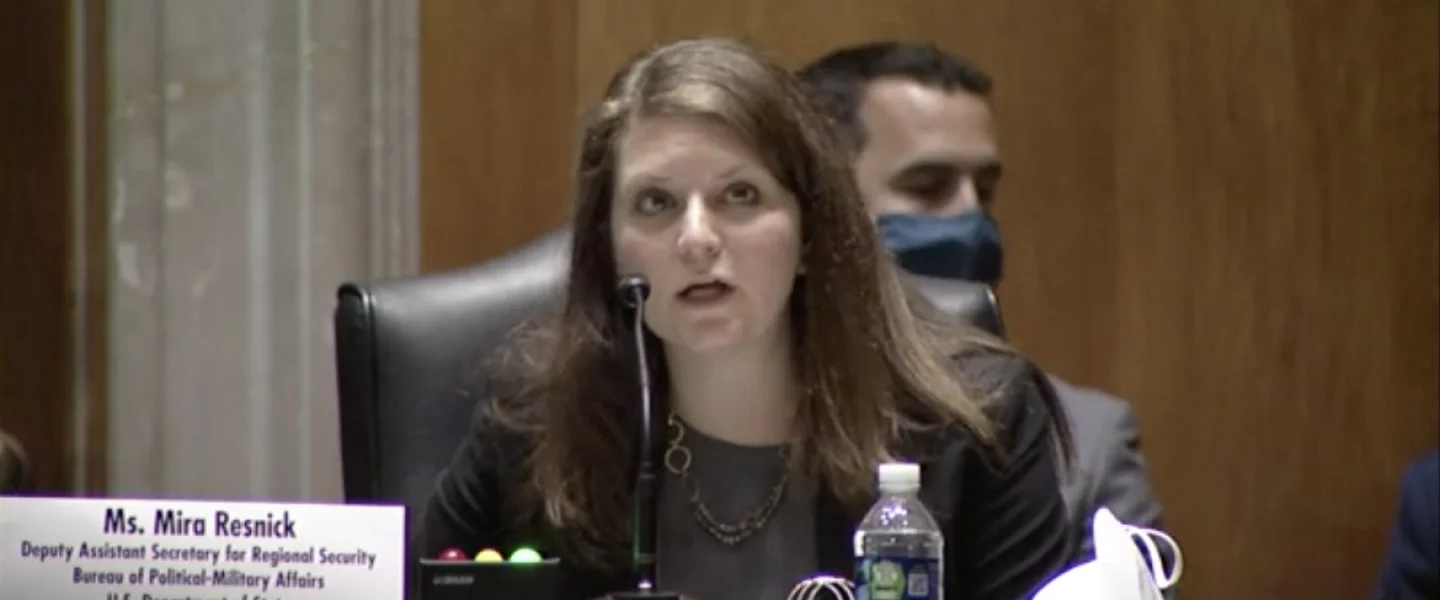 U.S. Deputy Assistant Secretary of State Mira Resnick addresses the Senate Foreign Relations Committee, Aug. 10, 2021. Source: Twitter.