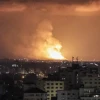 An Israel Air Force strike on an Islamic Jihad target in the Gaza Strip, May 9, 2023. Photo by Atia Mohammed/Flash90.
