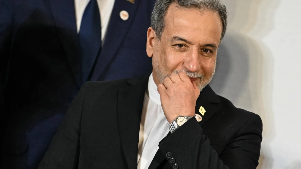 Iranian Foreign Minister Abbas Araghchi poses for a photo during the BRICS Foreign Ministers' meeting at the Bharat Mandapam in New Delhi, May 14, 2026. Photo by Arun Sankar/AFP via Getty Images.