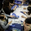 The ballots of soldiers and absentee voters are counted the day after national elections, on April 10, 2019. Photo by Noam Revkin Fenton/Flash90.