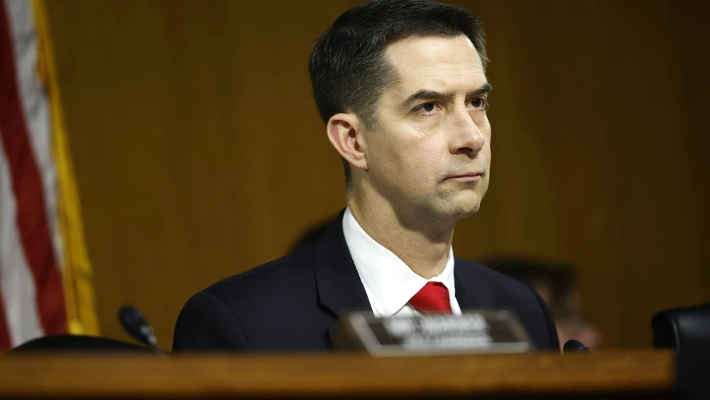 Sen. Tom Cotton (R-Ark.) at the confirmation hearing of Tulsi Gabbard, U.S. President Donald Trump’s nominee to be Director of National Intelligence, before the Senate Intelligence Committee in the Dirksen Senate Office Building in Washington, D.C., on Jan. 30, 2025. Photo by Kevin Dietsch/Getty Images.