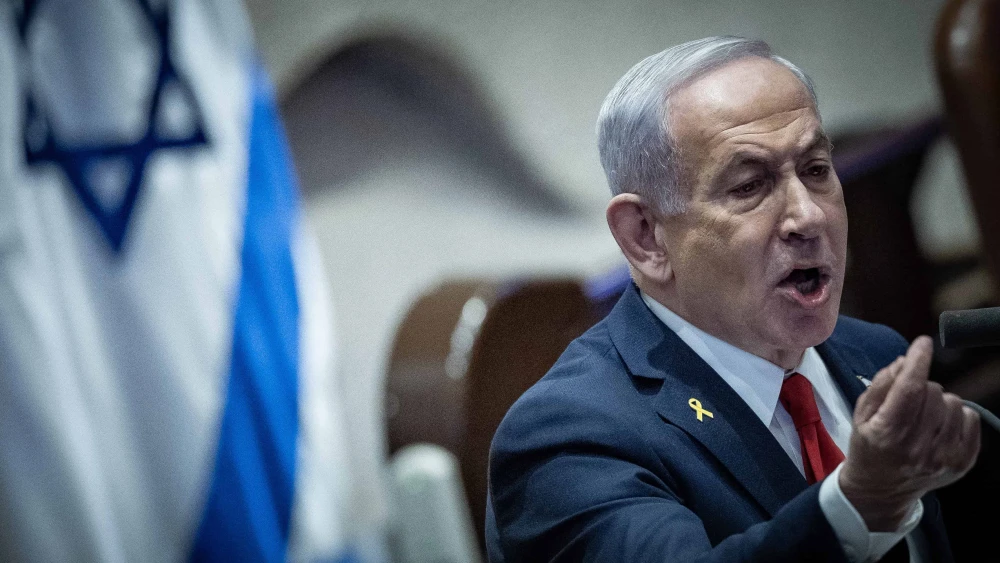 Prime Minister Benjamin Netanyahu speaks during a 40-signatures debate at the Knesset in Jerusalem, March 26, 2025. Photo by Yonatan Sindel/Flash90.
