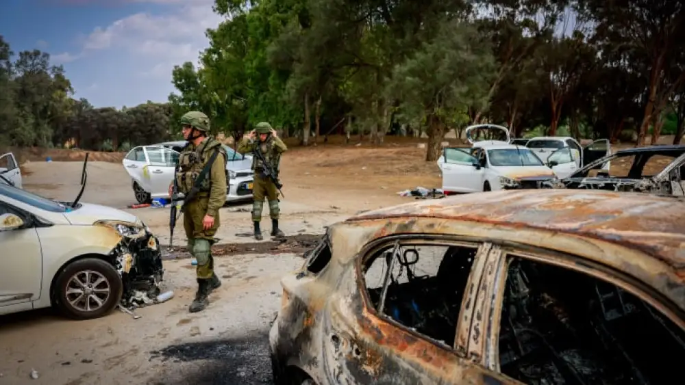 The aftermath in southern Israel, where hundreds of civilians were murdered on Oct. 7 by Hamas terrorists, Oct. 10, 2023. Photo by Chaim Goldberg/Flash90.