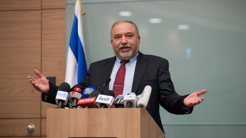 Israeli Defense Minister Avigdor Lieberman announces his resignation following the ceasefire with Hamas in Gaza during a press conference in the Knesset, Nov. 14, 2018. Photo by Yonatan Sindel/Flash90.