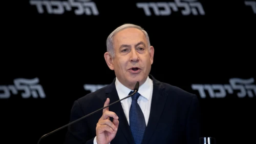 Israeli Prime Minister Benjamin Netanyahu gives a press conference at the Orient Hotel in Jerusalem, on Jan. 01, 2020. Photo by Yonatan Sindel/Flash90.