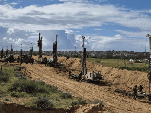 Israeli troops dismantle an underground tunnel route in the northern Gaza Strip, in an operation east of the Yellow Line aimed at removing terrorist infrastructure. Credit: IDF.