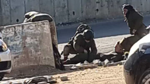 The scene of a stabbing attack at the Yitzhar Junction, south of Nablus in Samaria, March 5, 2024. Source: Screenshot.