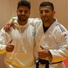 Israeli judoka Sagi Muki (left) and Saeid Mollaei in Tel Aviv on Feb. 16, 2021. Credit: Israel Judo Association.