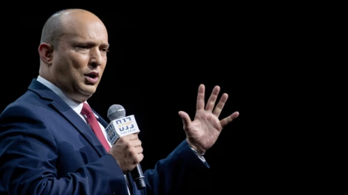 Yamina Party leader Naftali Bennett at the annual Jerusalem Conference of the “Besheva” group in Jerusalem, on March 15, 2021. Photo by Yonatan Sindel/Flash90.