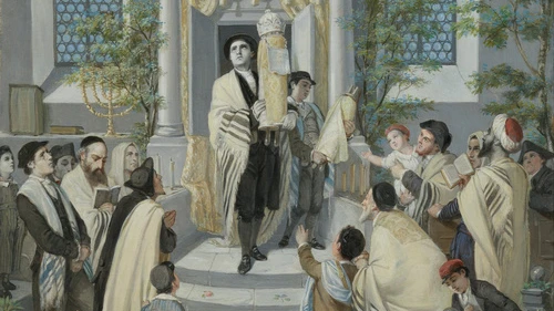 An illustration of the Shavuot holiday. Credit: Moritz Daniel Oppenheim/Google Art Project via Wikimedia Commons.