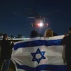An Israeli Air Force helicopter with freed Israeli hostages arrives at Sheba Medical Center in Ramat Gan, on Nov. 28, 2023. Photo by Chaim Goldberg/Flash90.