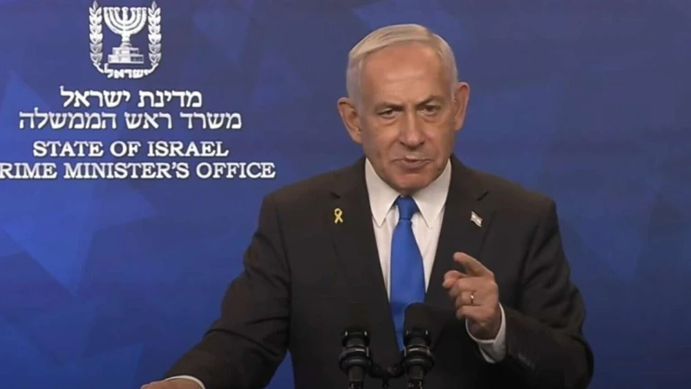 El primer ministro israelí, Benjamin Netanyahu, pronuncia una declaración en video el 10 de octubre de 2025. Crédito: GPO.