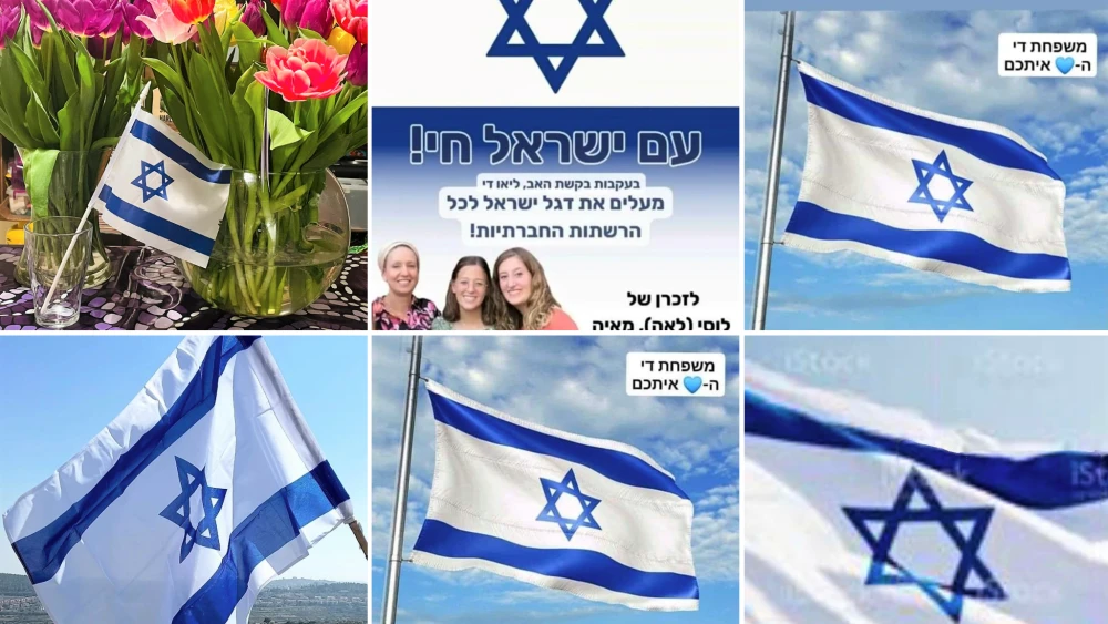 Some of the Israeli flags posted on social media in memory of Lucy, Maia and Rina Dee, who all died as a result of a terrorist shooting attack, as part of the declaration of Dees Day by Rabbi Leo Dee on April 10, 2023. Source: Screenshot.