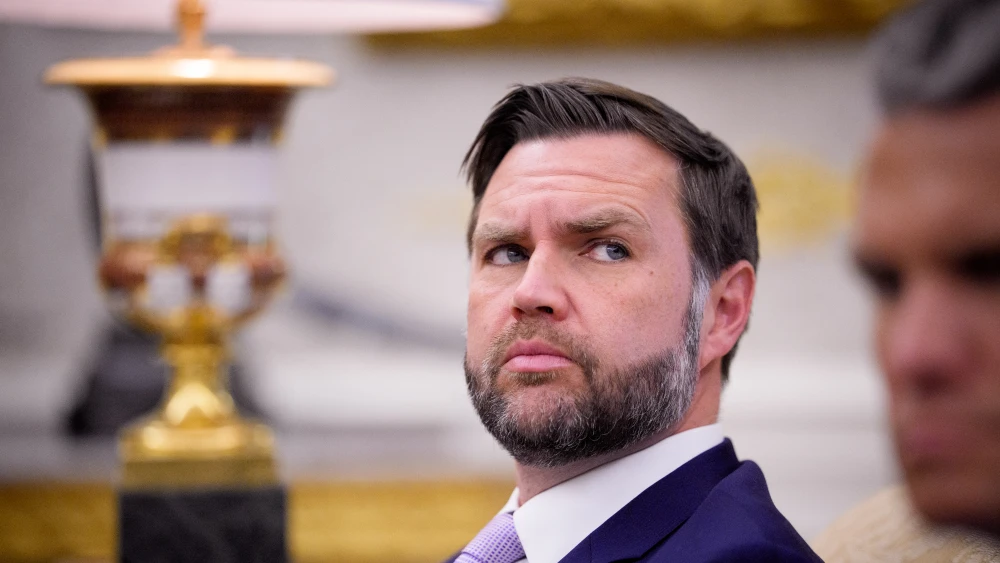 U.S. Vice President JD Vance during a meeting with NATO Secretary-General Mark Rutte in the Oval Office of the White House, June 24, 2026. Photo by Andrew Harnik/Getty Images.