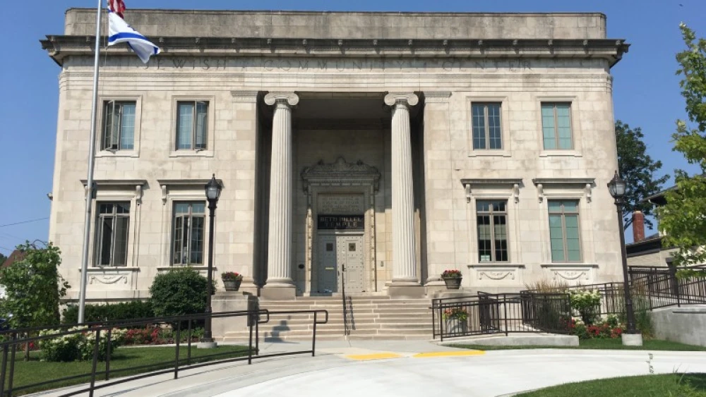 Beth Hillel Temple in Kenosha, Wis, which was vandalized with “Free Palestine” graffiti. Credit: Beth Hillel Temple.