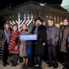 A menorah was set up on the House Triangle of the capitol grounds for the first outdoor lighting at the Capitol, organized by Rabbi Levi Shemtov, executive vice president of American Friends of Lubavitch (Chabad) and Rep. Debbie Wasserman Schultz (D-Fla.). Photo by Dmitriy Shapiro.