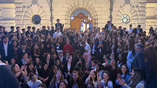 Some 300 Jewish teenagers from Israel and the Diaspora gather in Budapest for the first World Jewish-Zionist Youth Congress, Nov. 3, 2025. Credit: Israeli Ministry of Education.