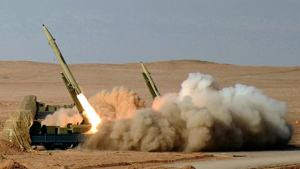 Fateh-10 ballistic missiles being fired as part of Iran’s “Great Prophet 7” military exercise in July 2012. Credit: Hossein Velayati via Wikimedia Commons.