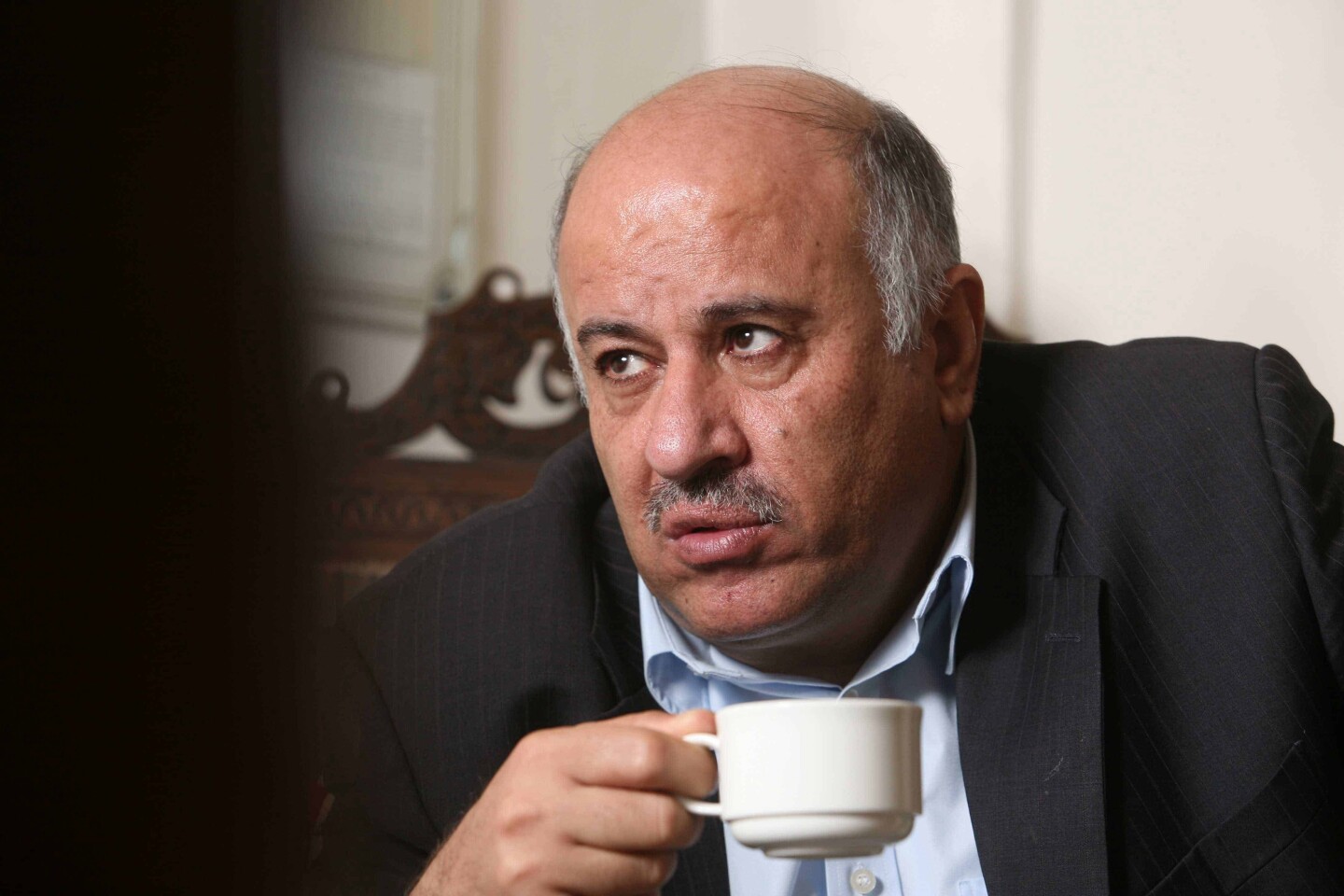 Portrait of Fatah member Jibril Rajoub in Jerusalem