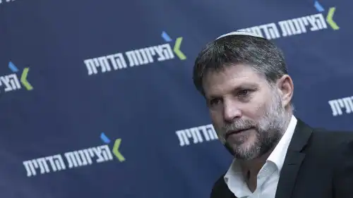 Israeli Finance Minister Bezalel Smotrich leads a faction meeting of his Religious Zionism Party at the Knesset, the Israeli parliament in Jerusalem, Dec. 29, 2025. Photo by Yonatan Sindel/Flash90.
