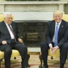 Palestinian Authority leader Mahmoud Abbas (left) and U.S. President Donald Trump meet at the White House on May 3, 2017. Credit: White House/Shealah Craighead.