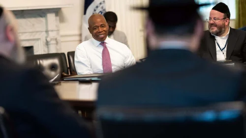 New York Mayor Eric Adam hosts an roundtable with reporters from Jewish press outlets, Sept. 19, 2022. Source: Twitter.