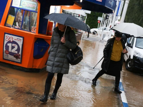 Women walk in the northern Israeli city of Nahariya, a day after serious flooding, on Jan. 9, 2020. Photo by David Cohen/Flash90.