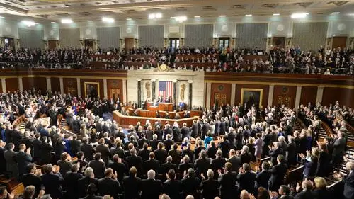 Federal legislators applaud Israeli Prime Minister Benjamin Netanyahu during his speech to a joint session of Congress. Credit: Amos Ben Gershom/GPO.