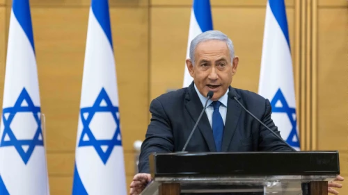 Israeli Prime Minister Benjamin Netanyahu speaks during a press conference at the Knesset in Jerusalem, on May 30, 2021. Photo by Yonatan Sindel/Flash90.