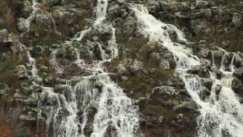 Heavy water flow at Bazelet River, in the Golan Heights, northern Israel, on Jan. 9, 2020. Photo by Maor Kinsbursky/Flash90.