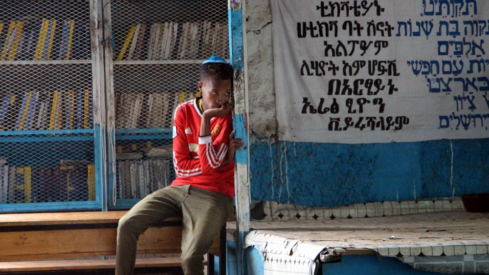 Some Ethiopian children in Gondar walk an hour between their homes (or one-room shacks) and the synagogue where they gather each morning for the start of “Ha’Tikvah” (“hope”) Jewish summer camp. Photo by Avital Lisker.