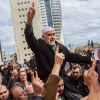 Sheikh Raed Salah, leader of the northern branch of the Islamic Movement in Israel, seen with supporters after a court hearing in Haifa on Feb. 10, 2020. Photo by Flash90.